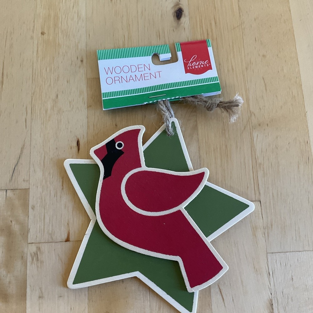 Christmas Cardinal Stars Ornament Home Elements Holiday Style Approximately‎ 4"